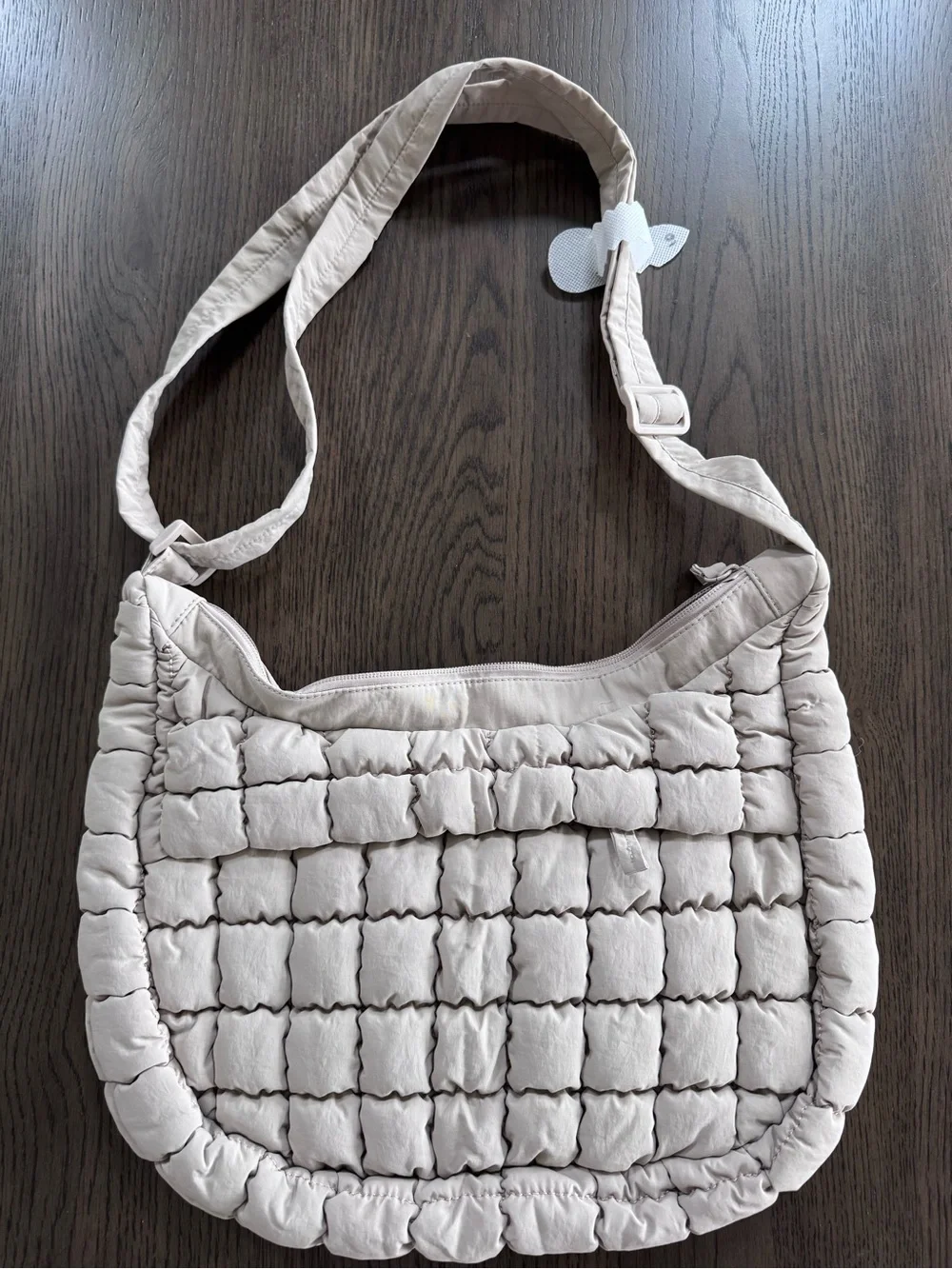 NWOT Quilted Hobo Shoulder Bag in Beige